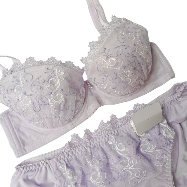 Purple embroidered Japanese Bra + Underwear Set UK 30B   