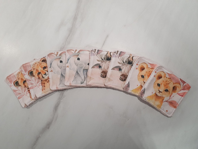 Lot de 8 lingettes savane roses