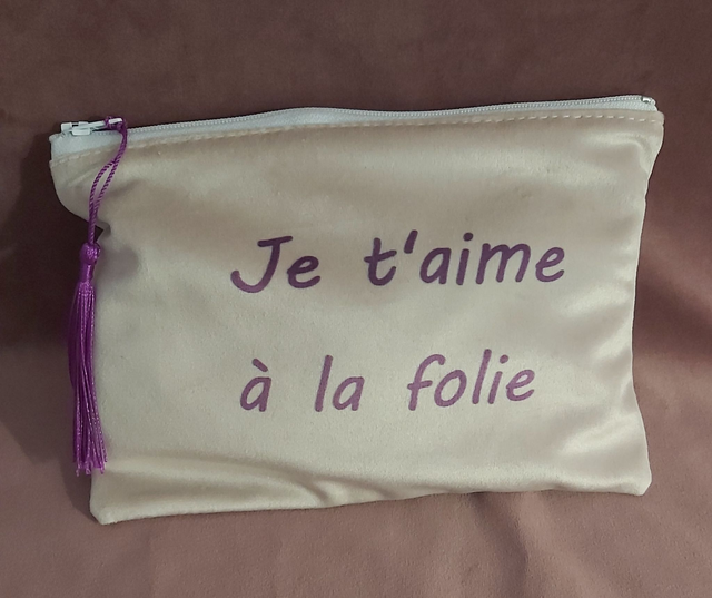 Pochette rose pale je t aime a la folie 