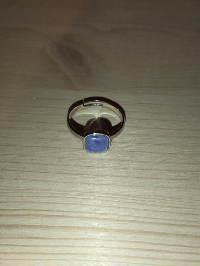 Sodalite bague réglable en métal argenté 