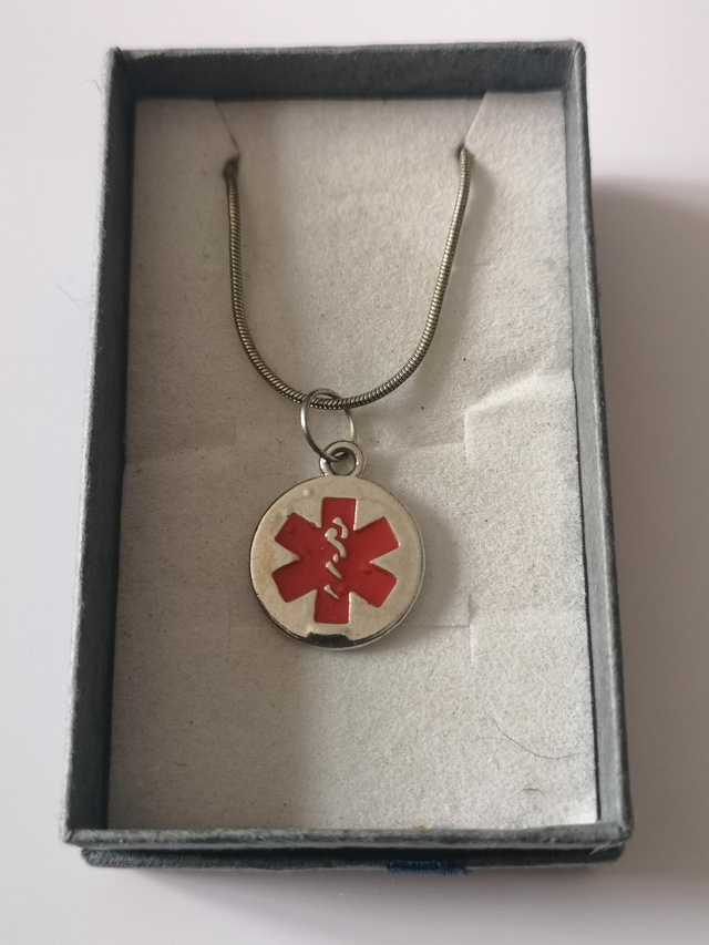 Metal Medical Logo Pendant Necklace. 