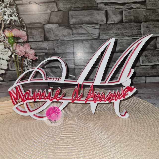 Monogramme Personnalisé en 3D - M comme Mamie d'Amour