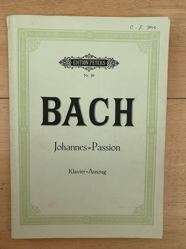 Bach Johannes Passion Klavier Auszug Edition Peters No.39