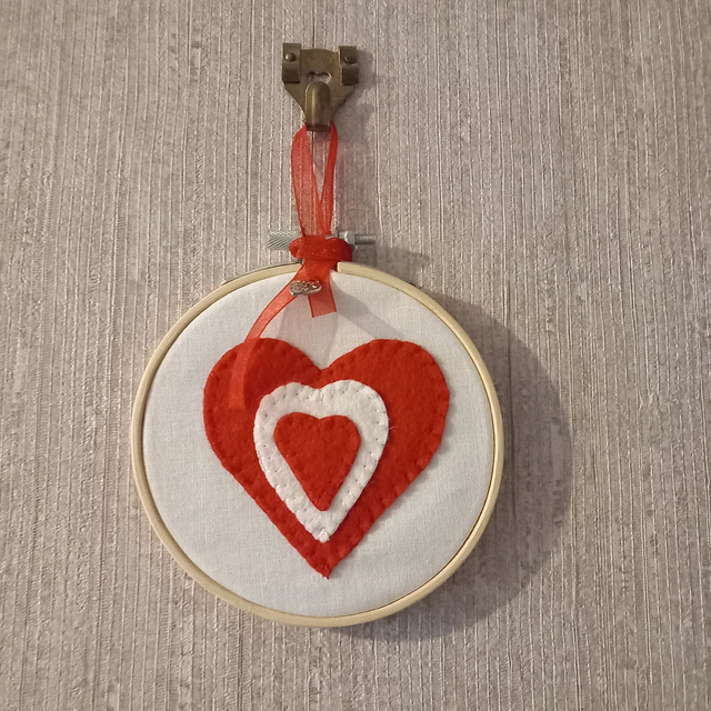 Triple Heart Applique Hoop Wall Hanging