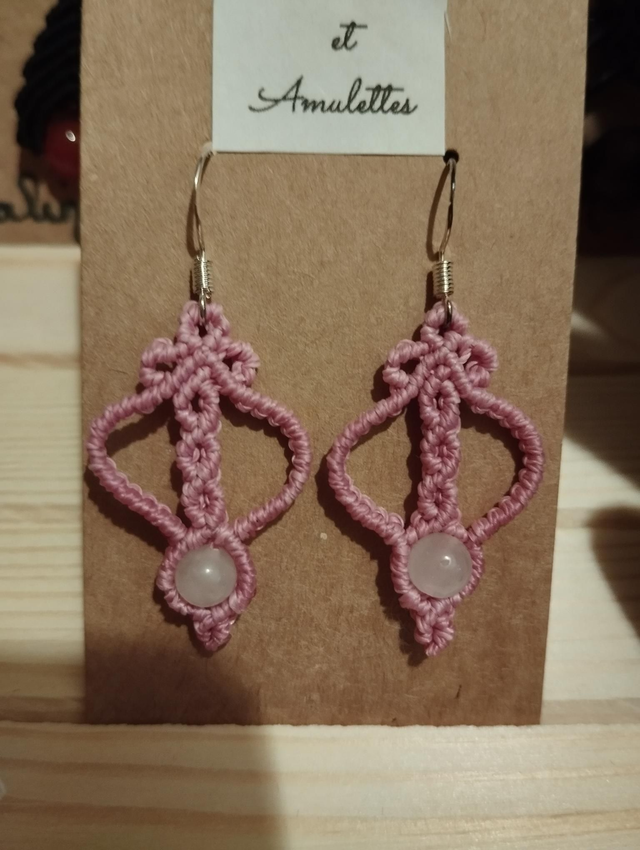 Boucles d'oreilles quartz rose 