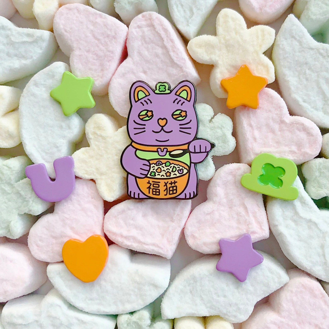 Lucky Cat pin set Halloween colors