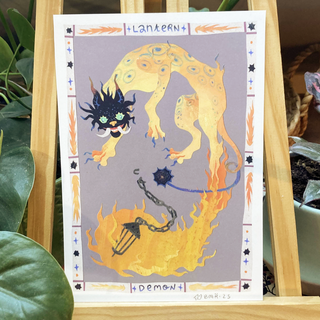 &quot;Lantern &amp; Demon&quot; Print A5