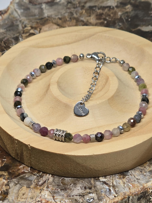 Bracelet Tourmaline multicolore 0,4 cm 