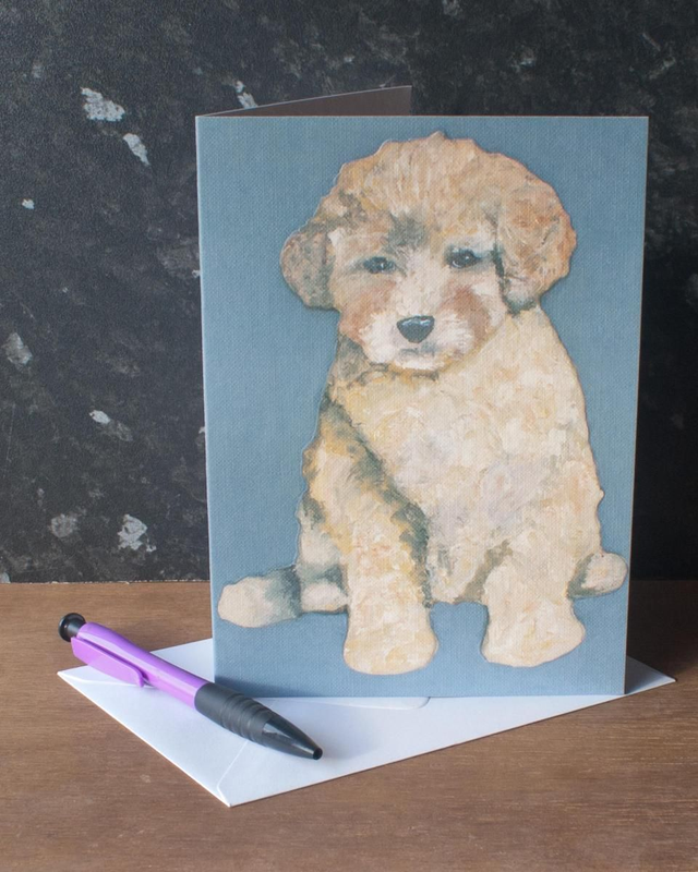 Dog Poodle Puppy Greetings Card/Mounted Print (blank inside)