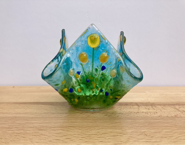 Yellow floral tea light holder