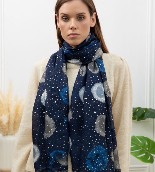 Foulard imprimé géométrique rond avec dorure