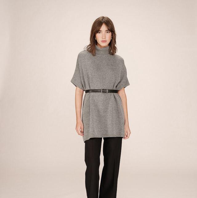 Turtleneck Knit Poncho anthracite