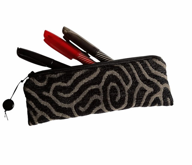 Mini Trousse à stylo Jacquard velours chenille noir
