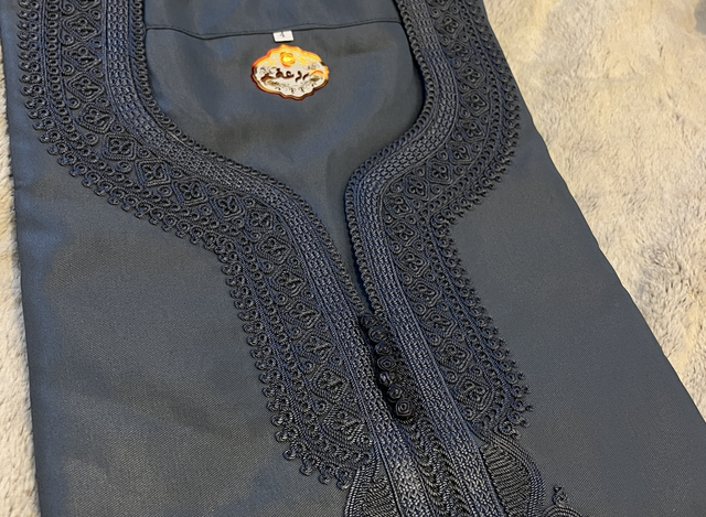 Premium 3/4 Moroccan Thobe in Steel Blue