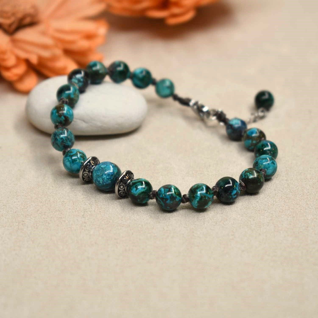 Bracelet Femme en pierres de 6 mm - Chrysocolle