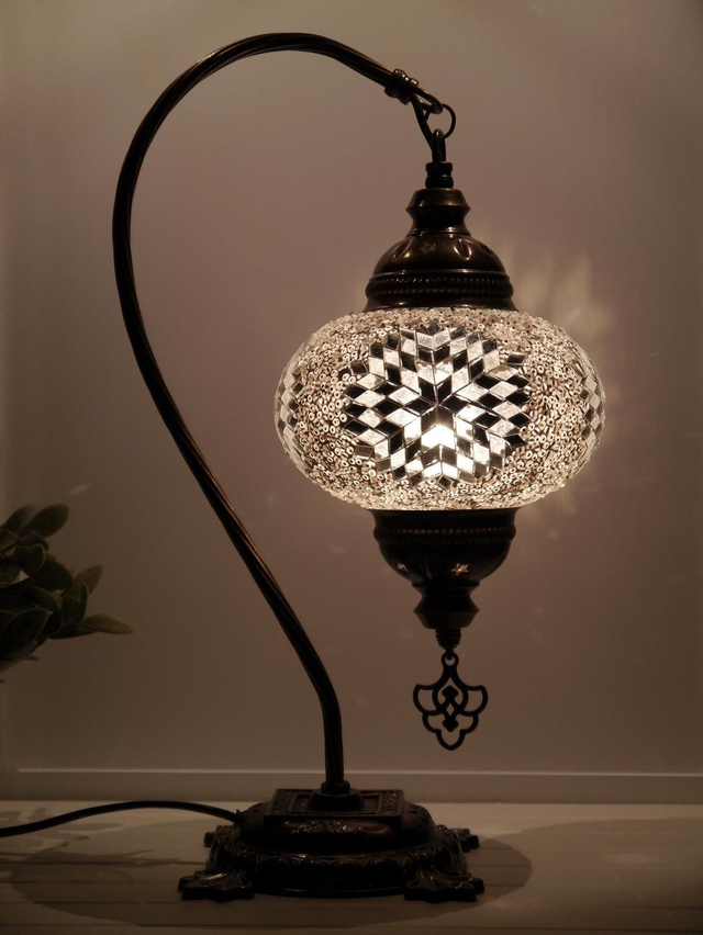 Large Mosaic Swanneck Table Lamp