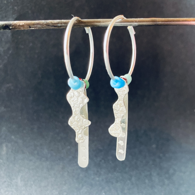 Créoles Algue et tige en argent