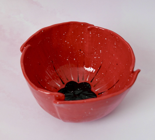 Moyen saladier coquelicot en céramique