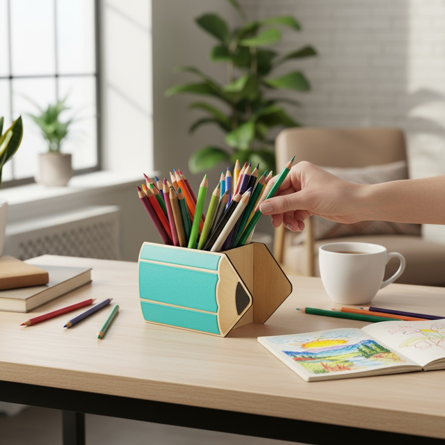 Pot à crayons et stylos en bois, cadeau pour enfants, décor crayon
