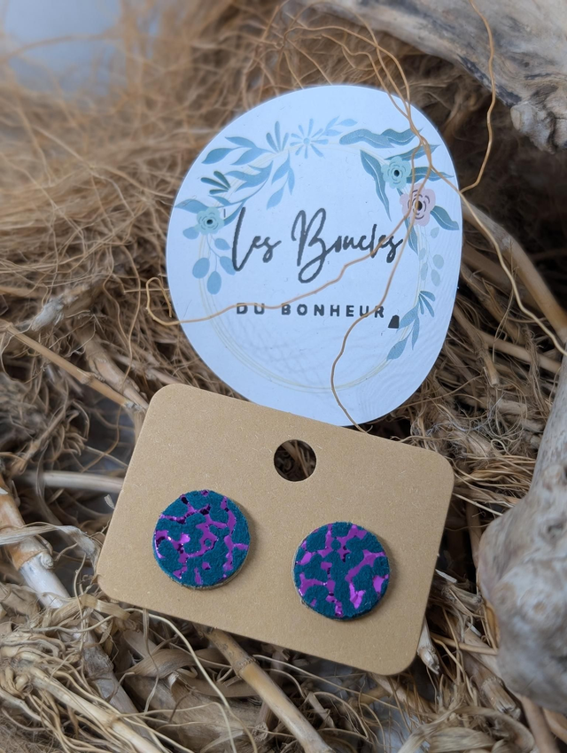 Boucles d'oreilles puces bleu violet pu063
