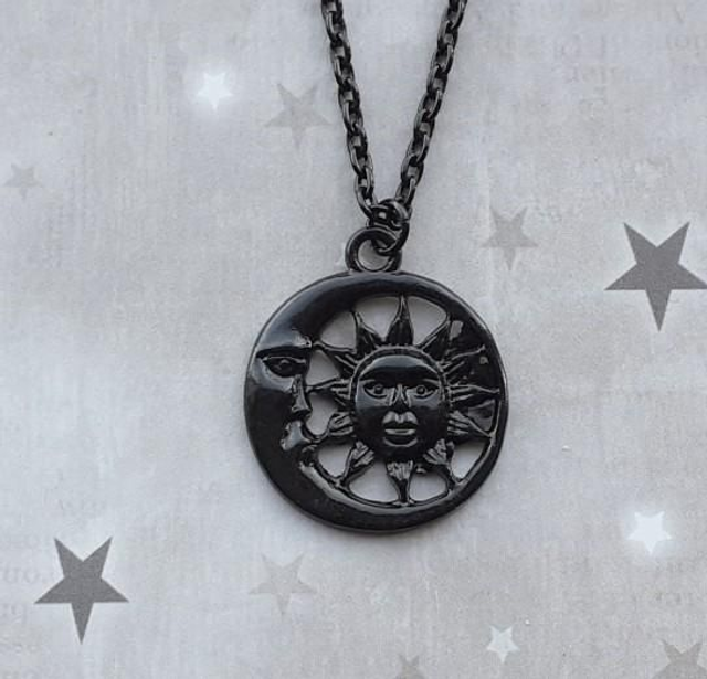 Black Sun and Moon Necklace 