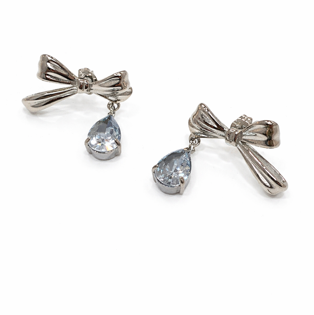 Pendientes acero lazos cristal 