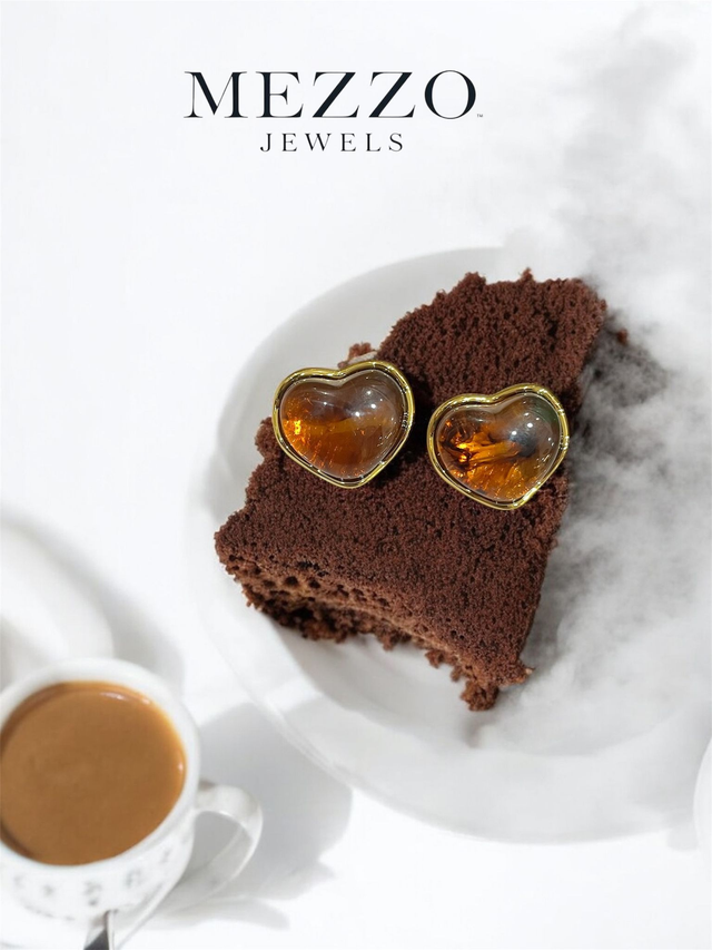 Γυναικεία ~Amber~Σκουλαρίκια Σε Σχήμα Καρδιάς