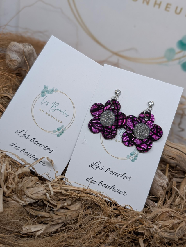 Boucles d&#039;oreilles Mini Marguerite fushia bm1210