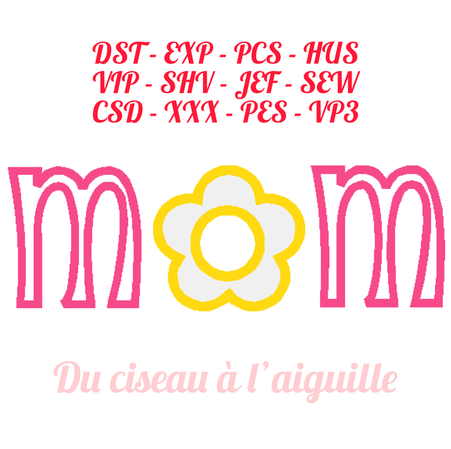 fichier broderie MOM appliqué - 3 Tailles / 12 Formats