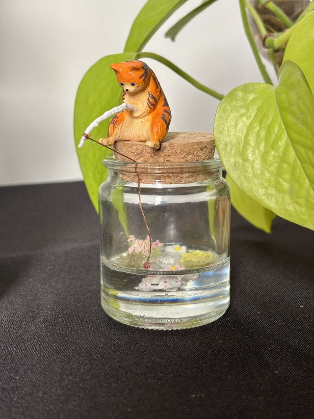 🍃 Mini terrarium verre - Chat pêcheur 