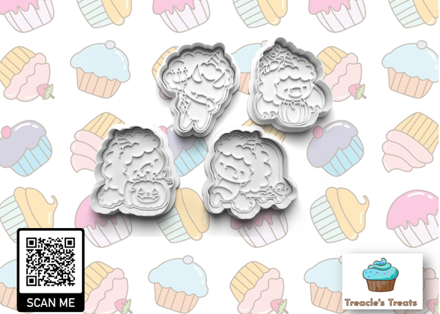 Halloween Unicorns Fondant/cookie stamps with cutters