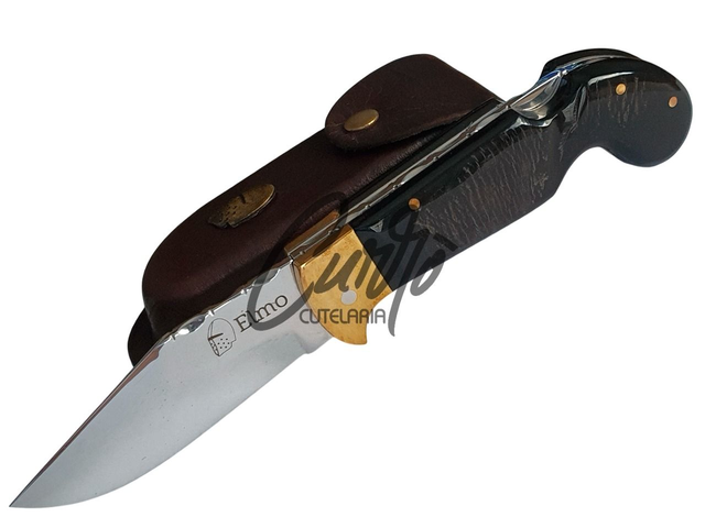 Canivete Sorocaba Elmo Inox Mosqueado Chifre Búfalo Com Bainha