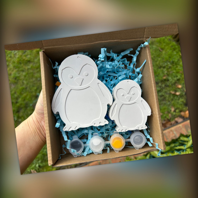 Penguin Painting Kit - Craft Kit - Kids/Adult Activity - DIY - Fun Activity - Home Deco