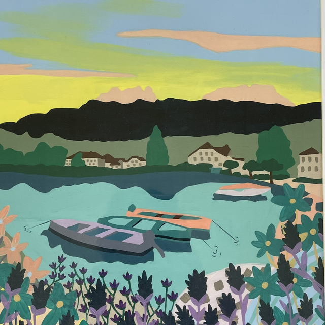 Baie de Talloires peinture Acrylique A3