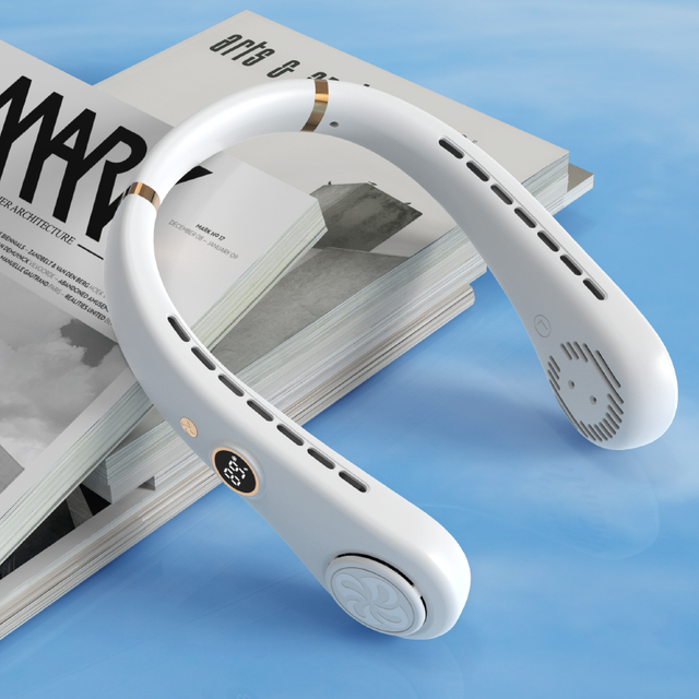 Ventilateur FZM-10 Blanc. Le ventilateur tour du cou est un accessoire pratique et innovant pour vous rafraîchir lors des journées chaudes