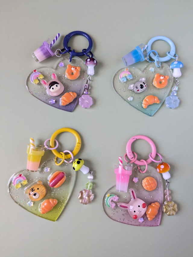 Porte-clé plaque Coeur Kawaii (1)