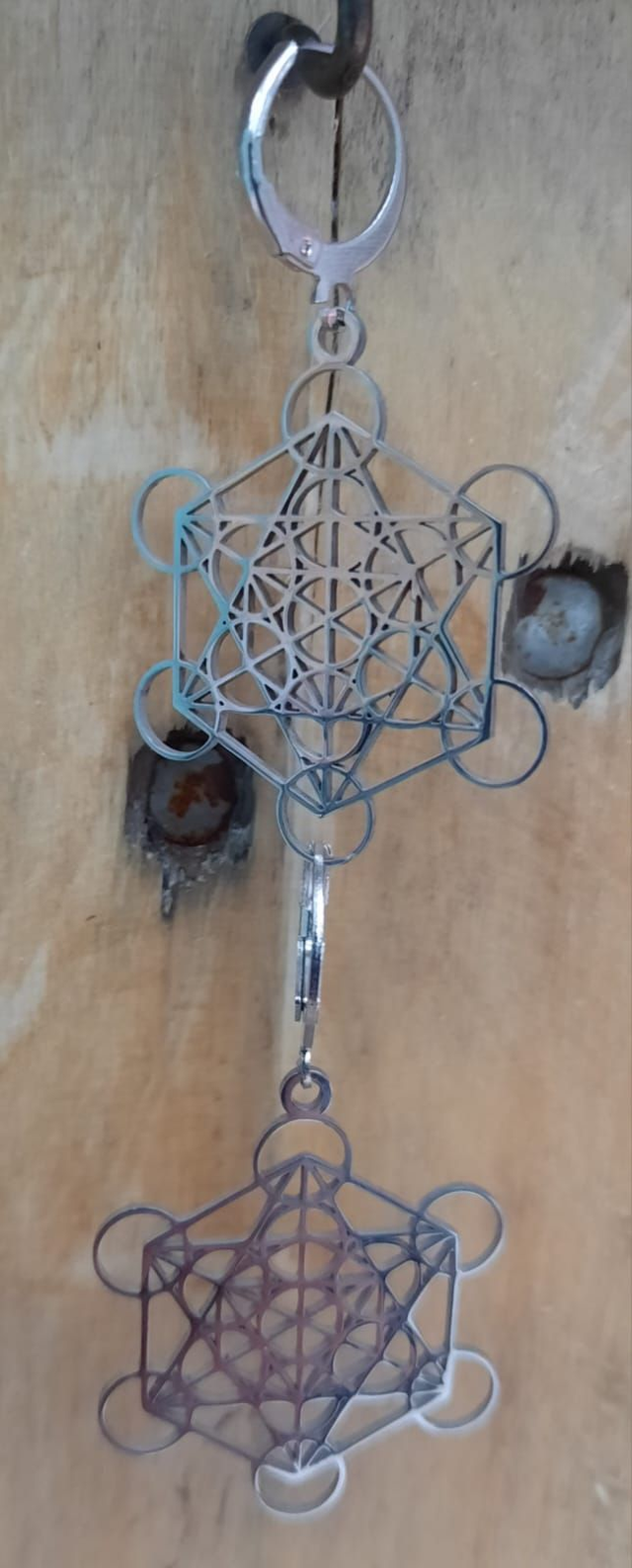 Orecchini donna acciaio cubo di Metatron