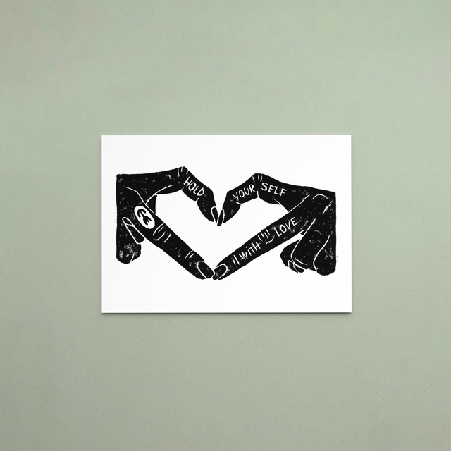 Linogravure "Hold yourself with love"