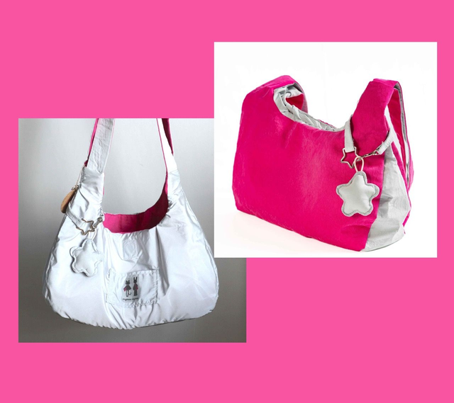 shoulder bag - pink and grey