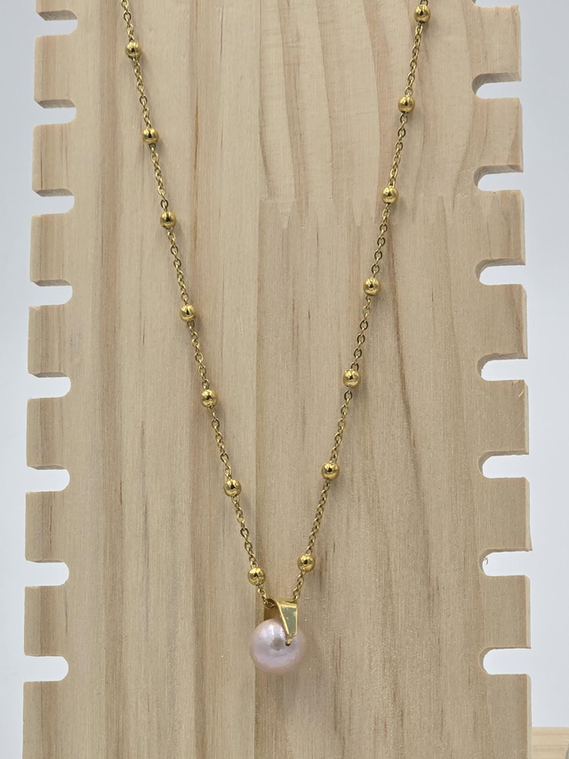 Collier Perle de culture d'eau douce rose 