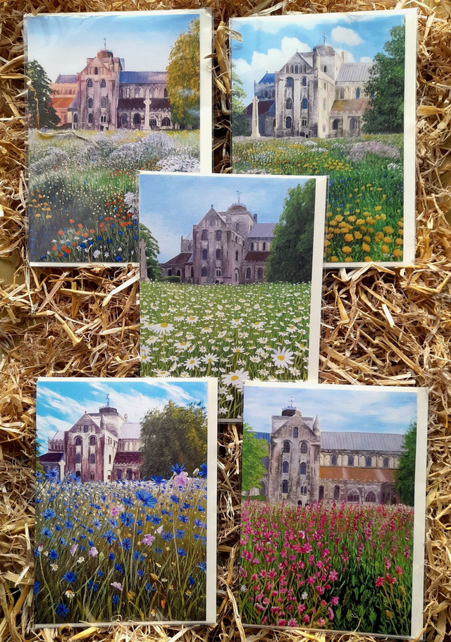 Romsey Abbey wildflowers 5 greeting card set