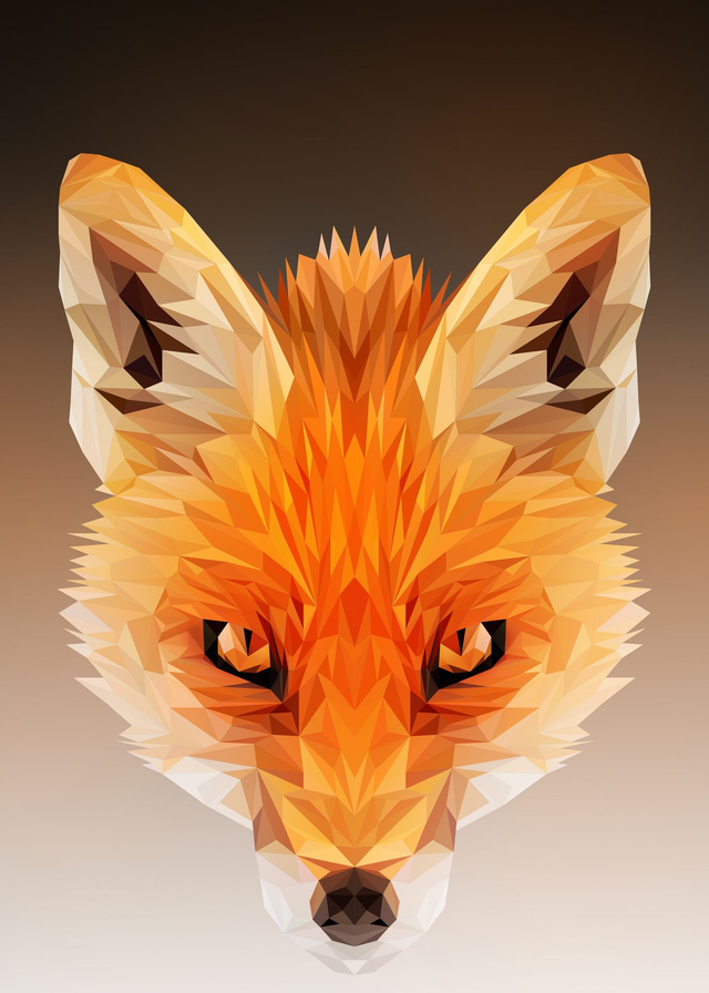Poster renard low poly