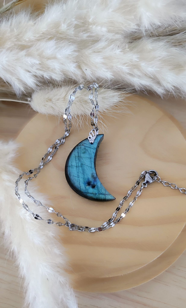 Pendentif Lune Labradorite N°46