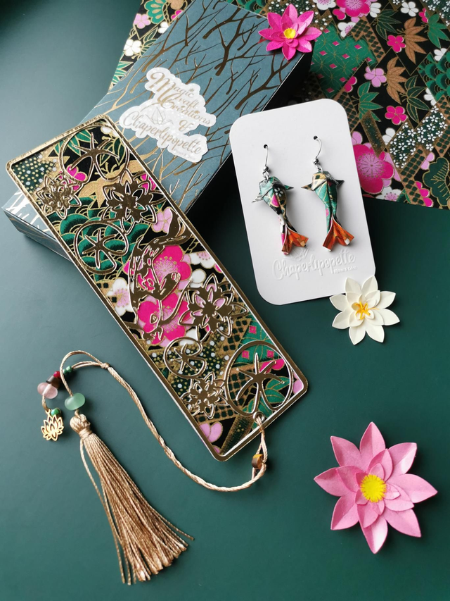 Box marque page et boucles d&#039;oreilles carpes