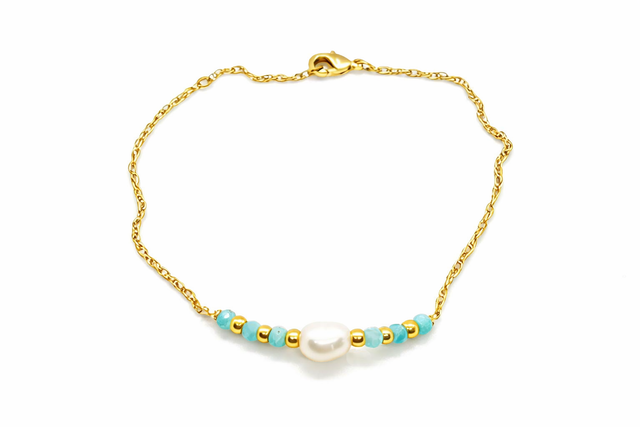 Bracelet « Clarté » Amazonite or laminé 