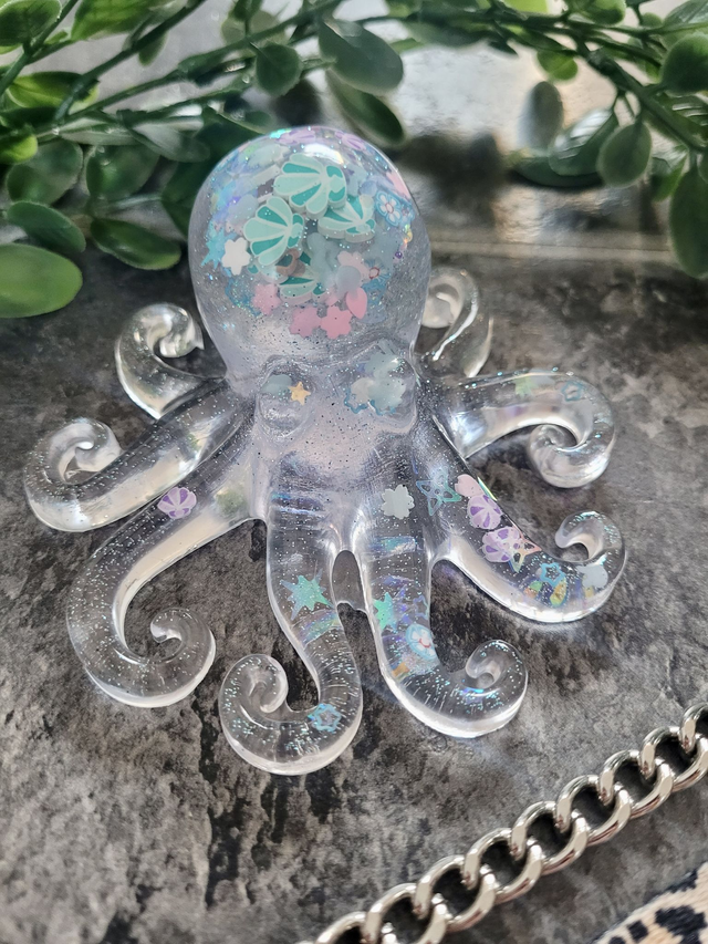 Octopus Ornament - Clear &amp; Floral Fantasy 