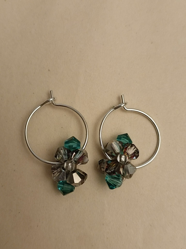 Fleur de verre - Argent - Vert foncé
