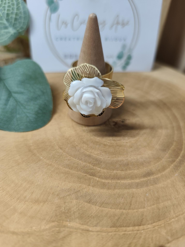 BAGUE BIG FLEUR / ACIER INOXY GOLD TAILLE 54 - 0000469