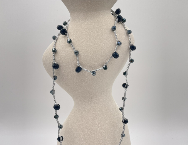 Handmade CROCHET GLAM - Silber/Dunkelblau