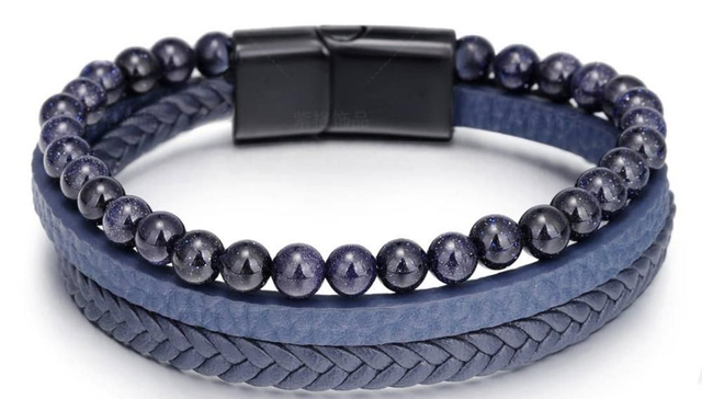 Bracelet glodstone bleu cuir